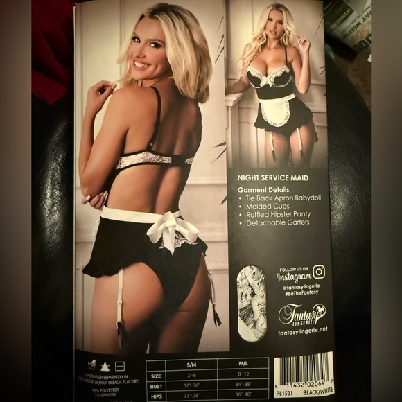 Fantasy lingerie night service maid costume set - Picture 2 of 4